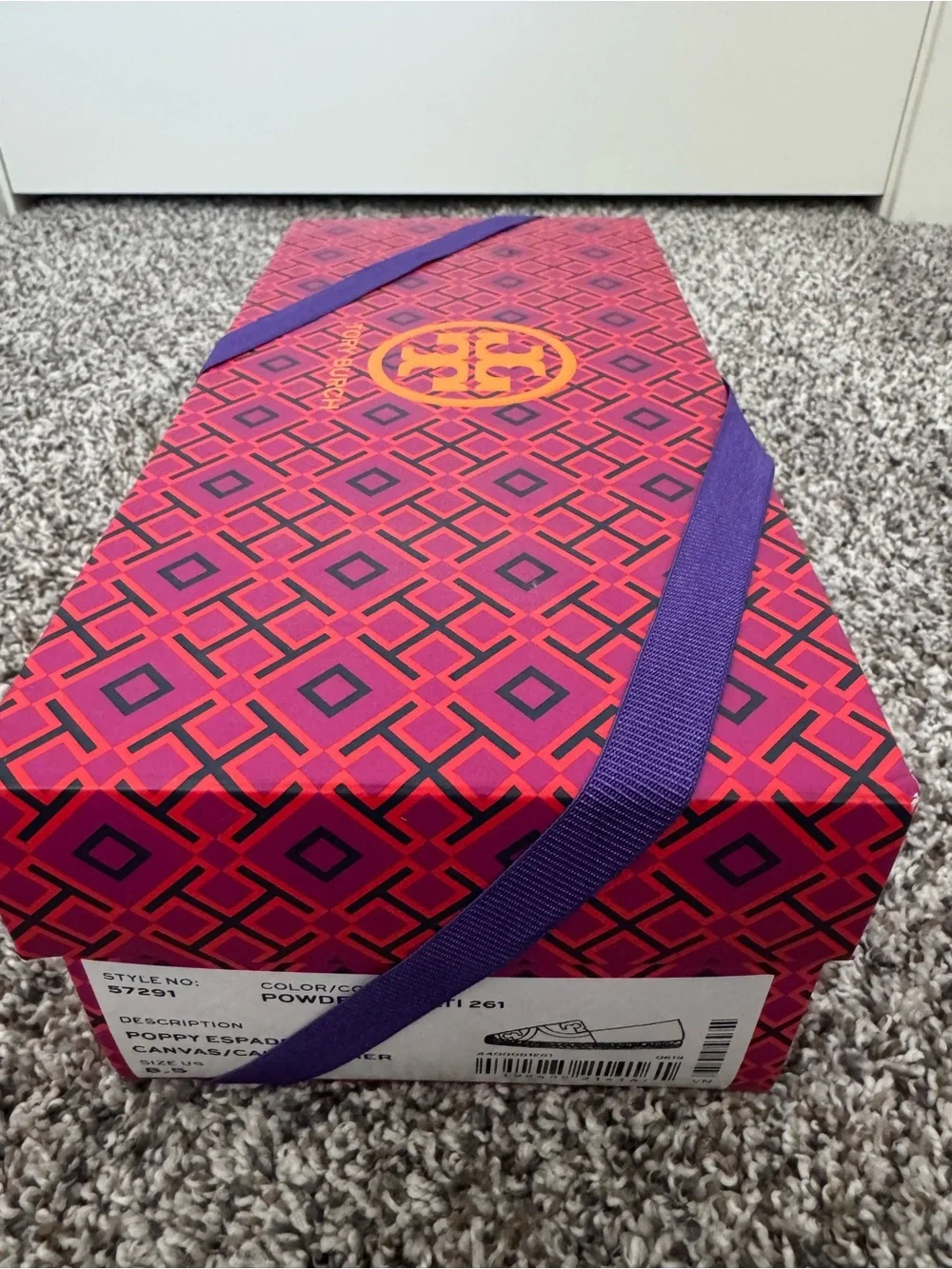 Tory Burch Cream Canvas Espadrilles with Tan and Black Logo